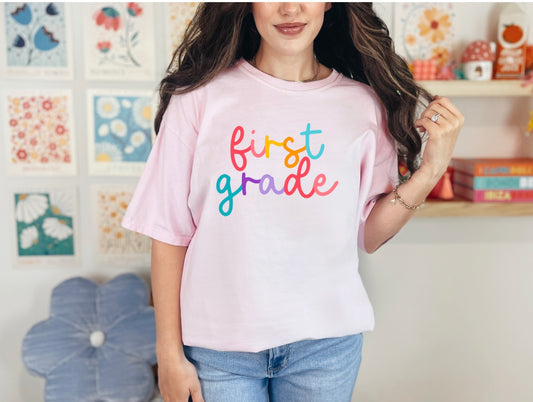 First Grade Rainbow Print