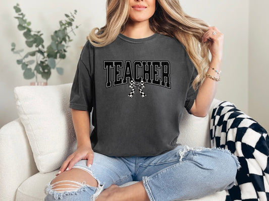 Teacher w/checkered bow