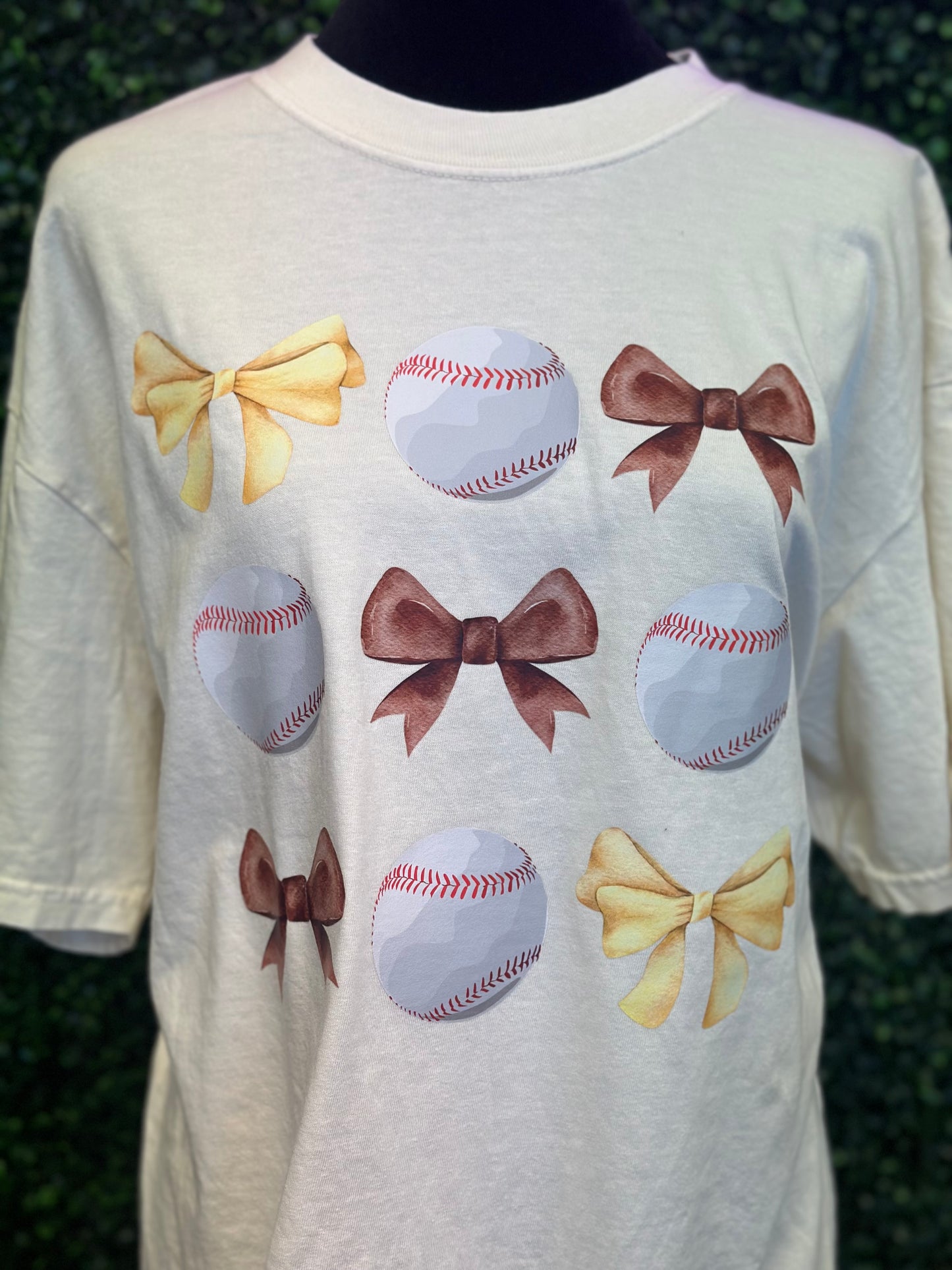 Brown and Gold Bows with Baseballs