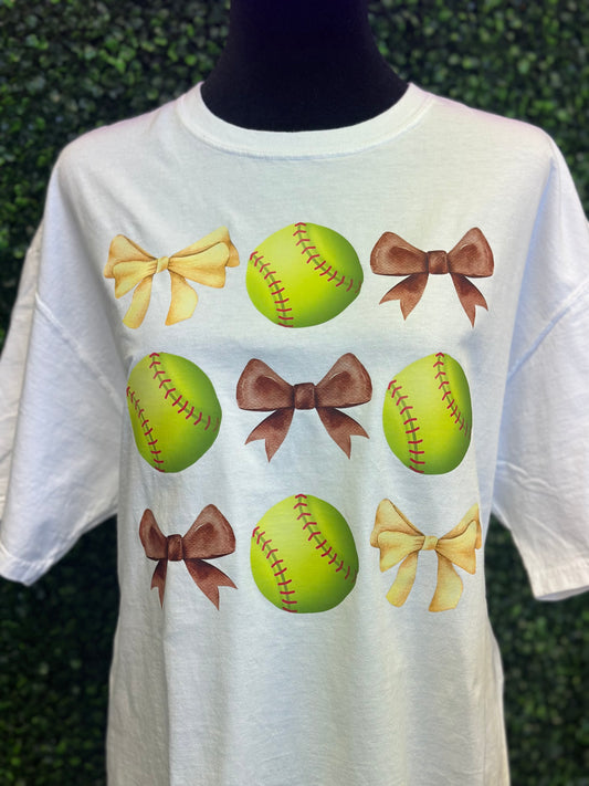 Brown and Gold Bows with Softballs