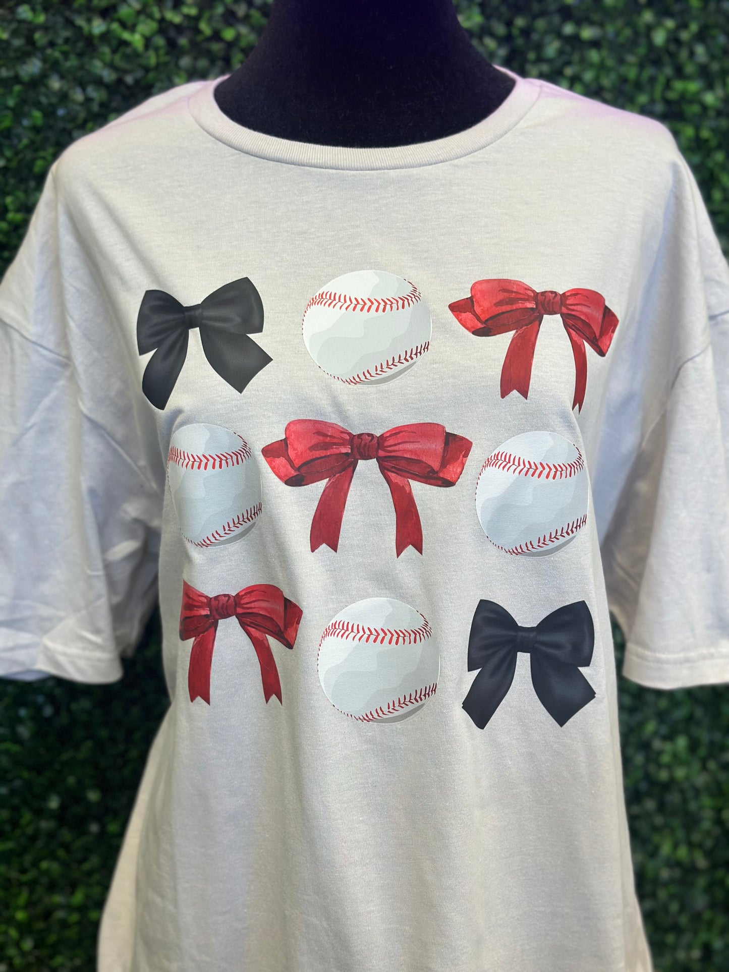 Red and Black Bows with Baseballs