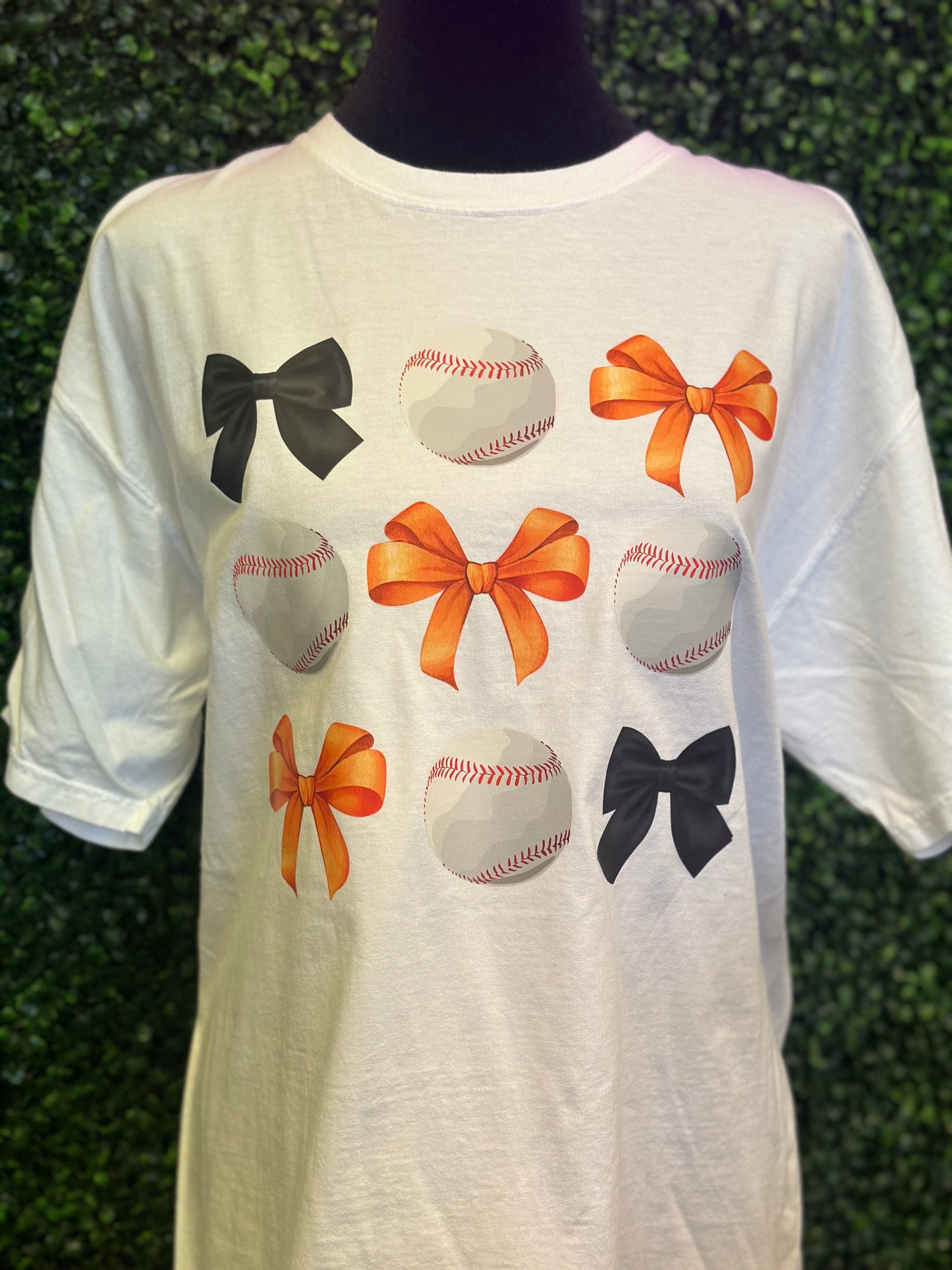 Black and Orange Bows with Baseballs