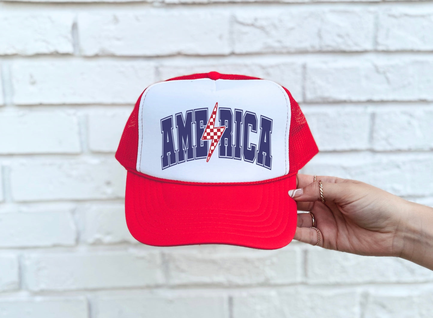 America Red Checker Hat